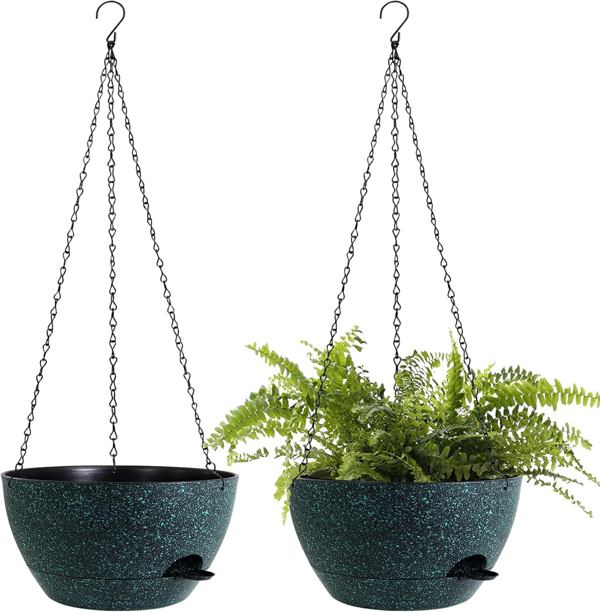 12 Inch Hanging Baskets 2 PC with Chains, Self-Watering Hanging Planters for Indoor Outdoor Plants