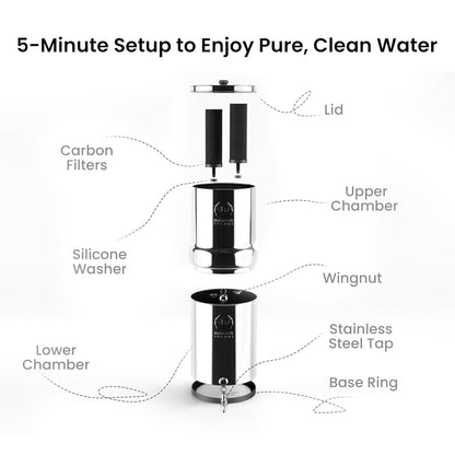 Gravity Water Filter System 2.25 Gallons NSF Certified - AISI 304 Stainless Steel Countertop Water
