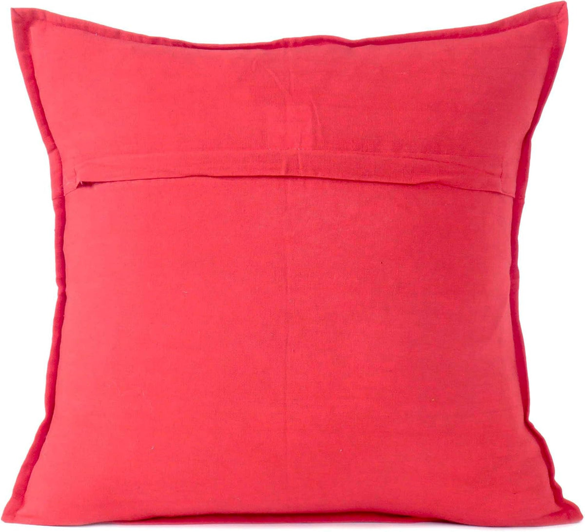 Eyes of India Embroidered Decorative Boho Throw Pillow Cover with Mirrors, Handmade Bohemian Accent