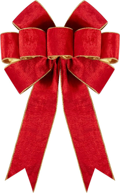 1Pack Large Christmas Bows Velvet Red Bows Holiday Red Christmas Bows Decorations for Wreath Velvet