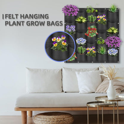 25 Pockets Hanging Planter Bags, Hanging Vertical Wall Mounted Plant Planting Grow Bags, Herb