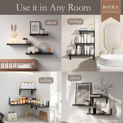 BAYKA Wall Shelves for Bedroom Decor, Floating Shelves for Wall Storage, Display Mounted Rustic