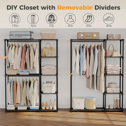 OLIXIS Heavy Duty Clothes Rack, Portable Wardrobe Closet, 49" L, Black