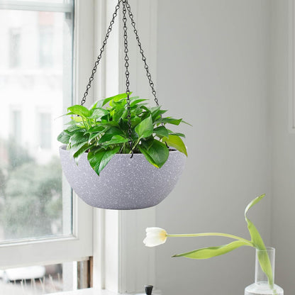 13 inch Large Hanging Planters Plant Pots for Outdoor Indoor Plants with Drainage Holes and Chain