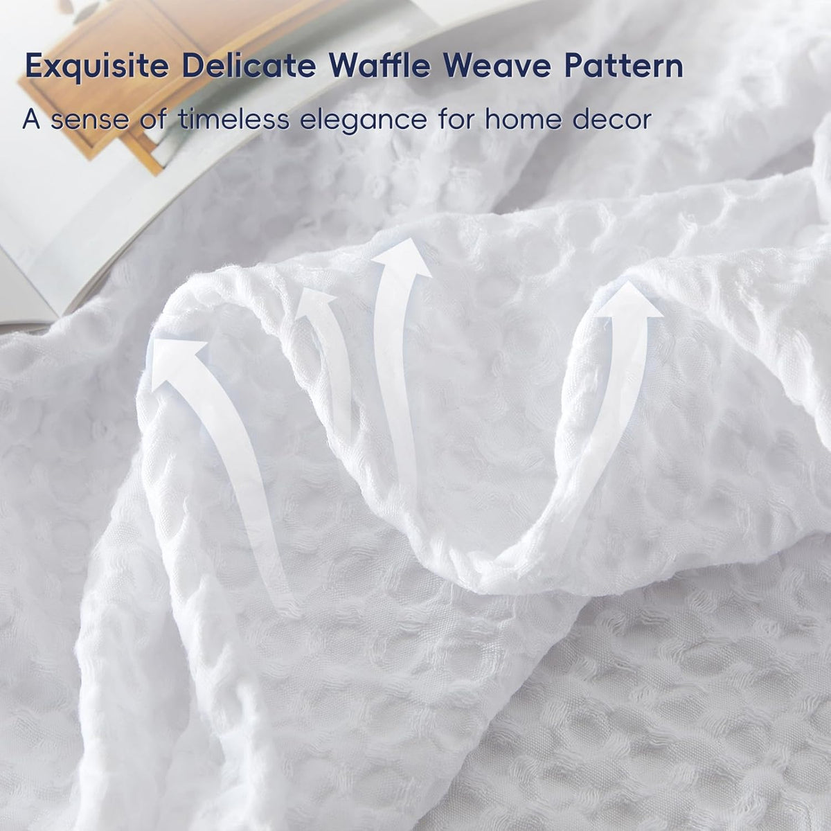PHF Ultra Soft Waffle Weave Blanket King Size 104"x 90"- Washed Lightweight Breathable Cozy Woven