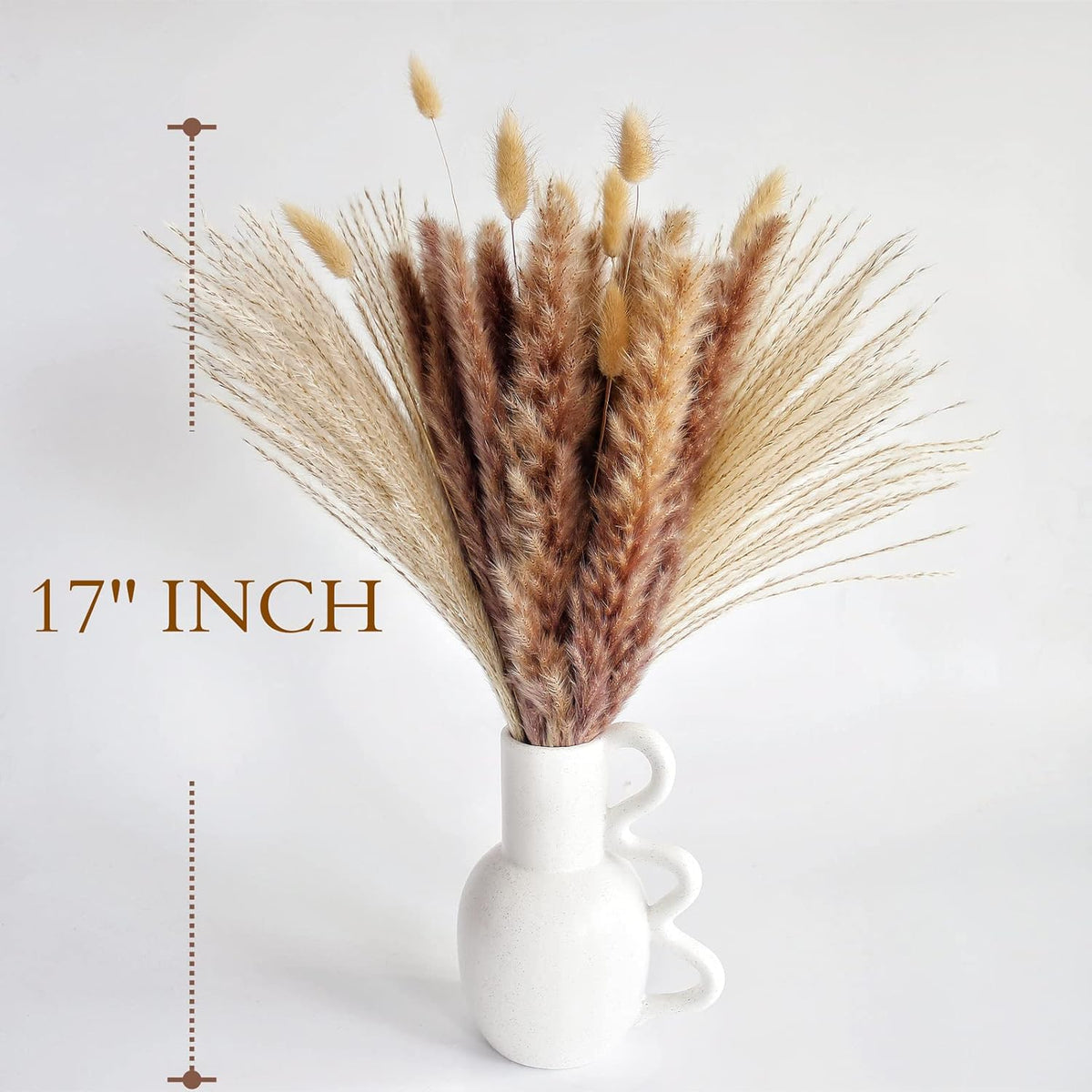 Natural Dried Pampas Grass Decor, Brown Pampas Grass， Bunny Tails Dried Flowers, Reed Grass Bouquet