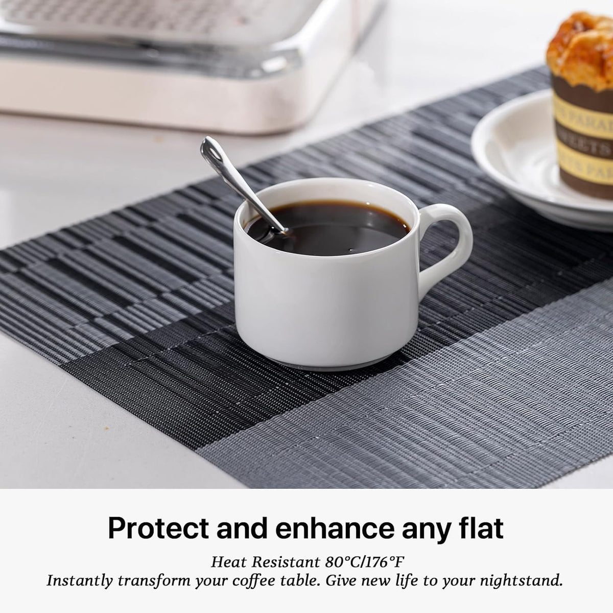 LEXMORE PlaceMats Set of 12 Vinyl/Plastic Woven Place Mats for Kitchen Table Indoor/Outdoor