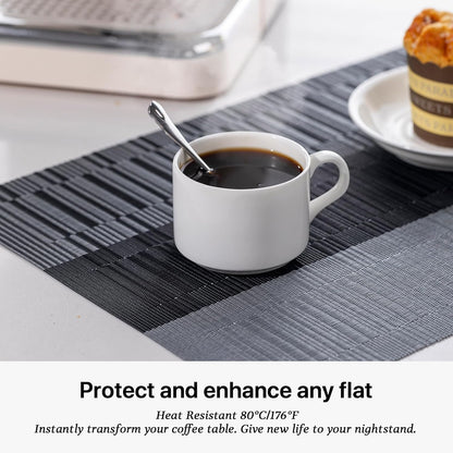 LEXMORE PlaceMats Set of 12 Vinyl/Plastic Woven Place Mats for Kitchen Table Indoor/Outdoor
