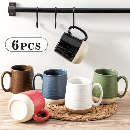 Hasense Ceramic Coffee Mugs Set of 6, 15 oz Large Porcelain Mugs with Handle for Women Men