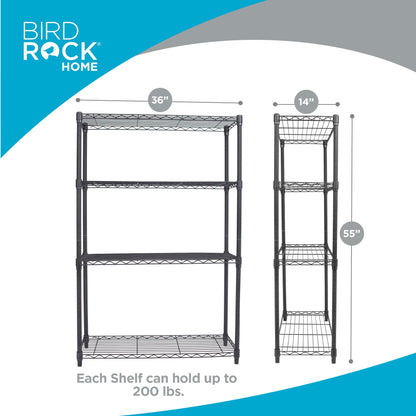 Internet's Best 4-Tier Wire Shelving | Flat Black | Heavy Duty Shelf | Wide Adjustable Rack Unit |