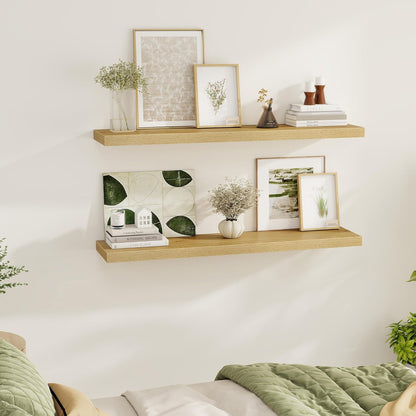 Floating Shelves Wall Shelf 48 Inch, 9.3 Inch Deep Floating Shelf for Wall, Farmhouse Black Wood
