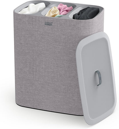 Joseph Joseph Tota Trio 90 liter/23.8 gallon Laundry Hamper Separation Basket with lid, 3 Removable