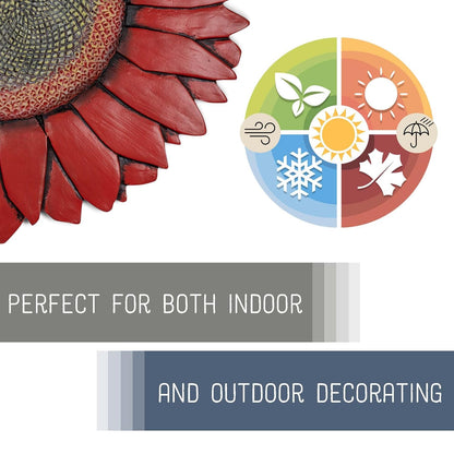 NAT & Jules Sunflower Shaped Dimensional Indoor Outdoor 12 inch Cast Resin Decorative Garden
