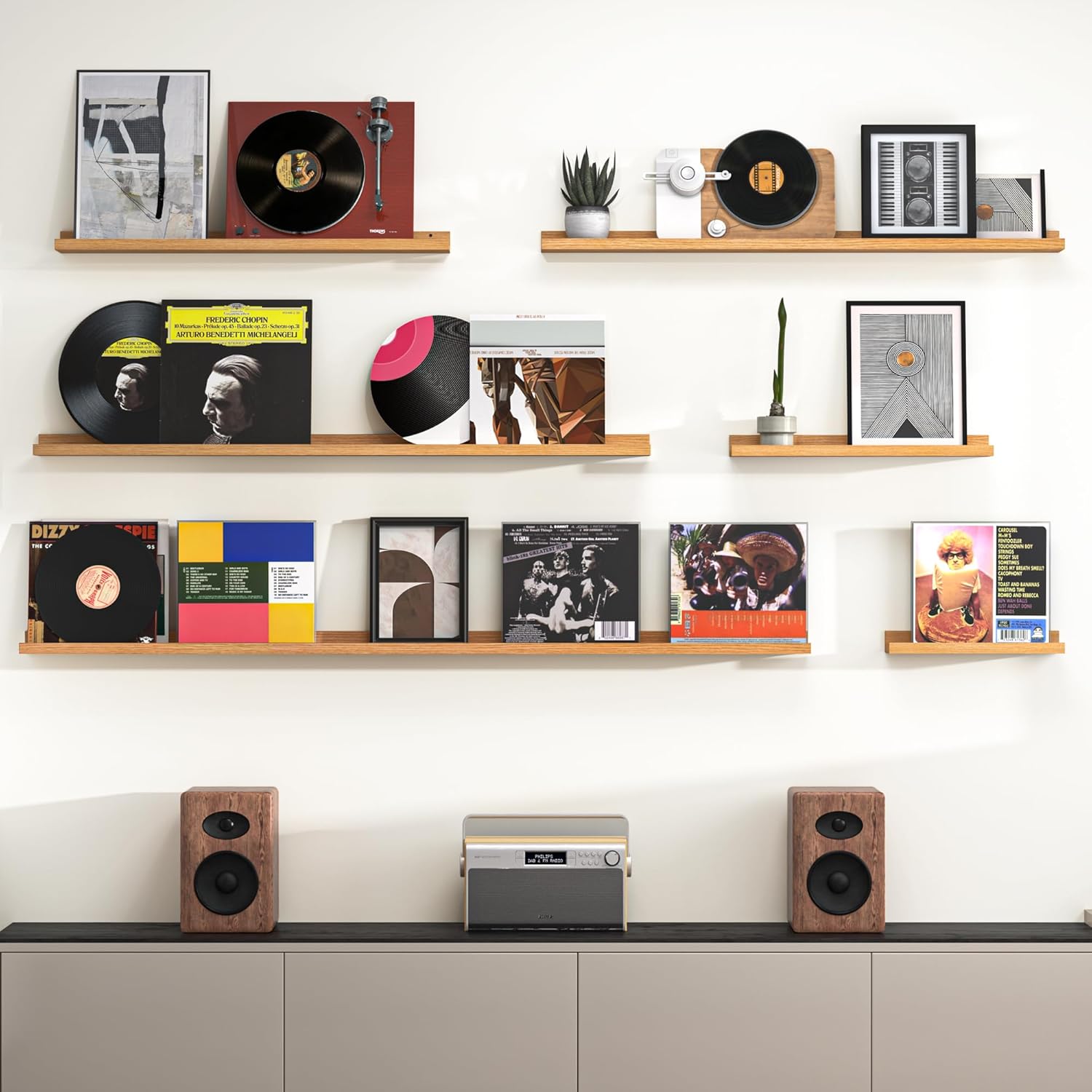 Heimlove Picture Ledge Shelf, Floating Shelves Set of 2, 48 Inches Picture Shelf for Wall with