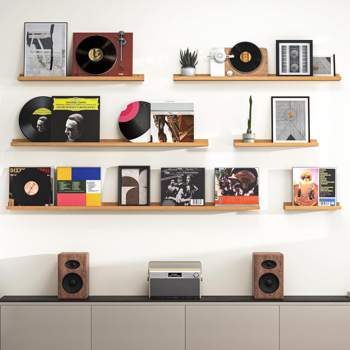 Heimlove Picture Ledge Shelf, Small Floating Shelves Set of 2, 16 Inches Picture Shelf for Wall