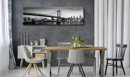 DJSYLIFE- Philadelphia Skyline Wall Art,Black and White Stretched Canvas Wall Art Prints for