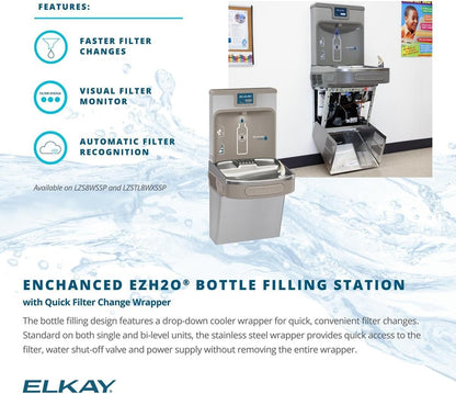 Elkay LZSTL8WSSP Enhanced Bottle Filler & Bi-Level ADA Cooler Refrigerated Stainless High Capacity