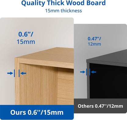Cozy Castle Oak Bookshelf, 3-Tier Open Shelf Bookcase, 10 Cube Storage Organizer with Anti-Tilt