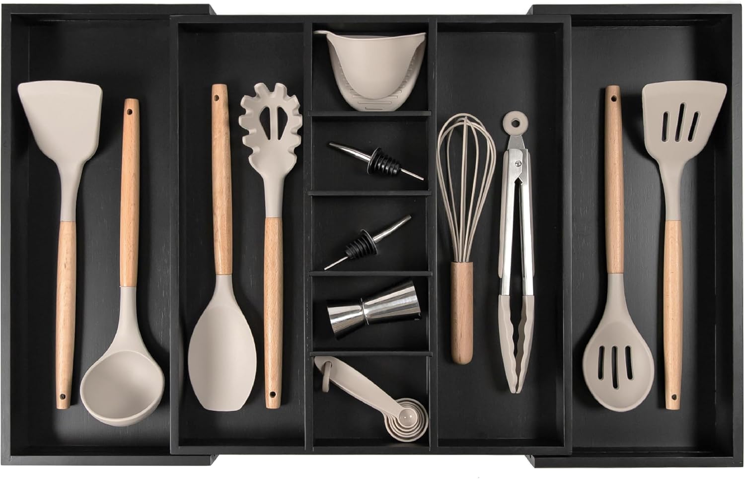 Adjustable Kitchen Drawer Organizer for Utensils and Junk, Food-Safe Contract Grade with 100%