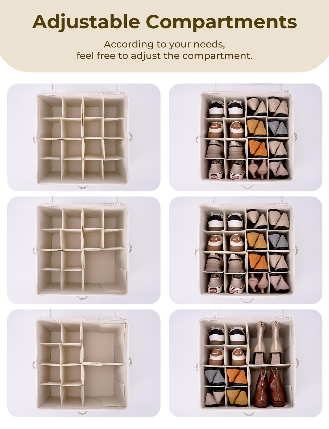StorageWorks Shoe Organizer for Closet, Fits up to 16 Pairs, Shoe Cubby Storage Containers with