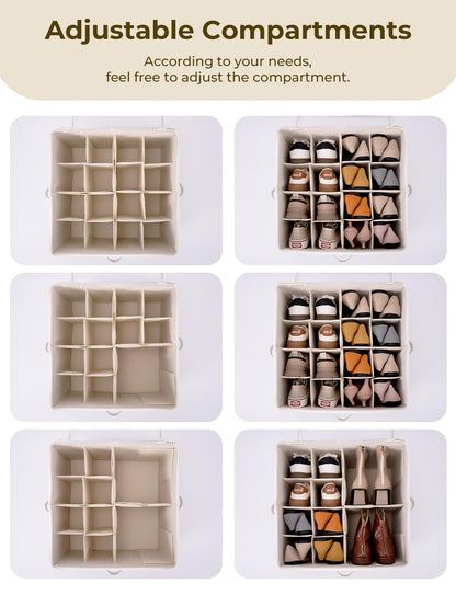 StorageWorks Shoe Organizer for Closet, Fits up to 16 Pairs, Shoe Cubby Storage Containers with