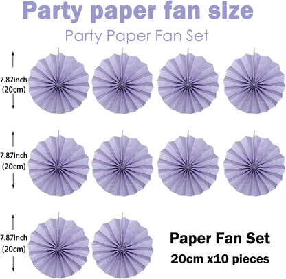 Purple Birthday Decorations,DIY Purple Paper Fans Hanging Decoration ,Party Decorations for Adults
