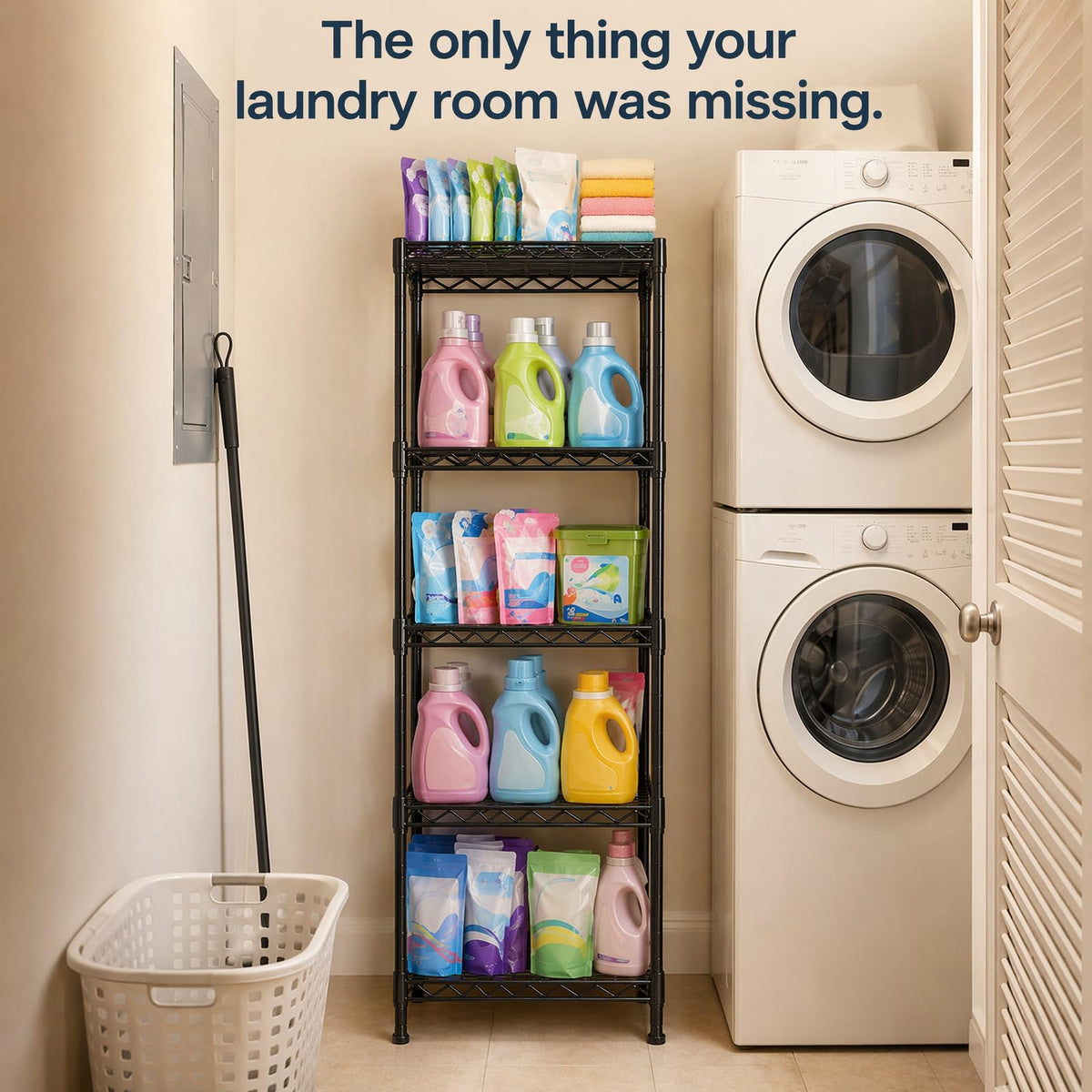 GRANNY SAYS 5-Tier Narrow Storage Shelves for Small Spaces – 15.8" W Metal Shelving Unit