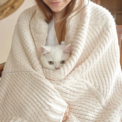 Amélie Home Chenille Knit Throw Blanket for Couch, Chevron Texture Decorative Soft Blanket for