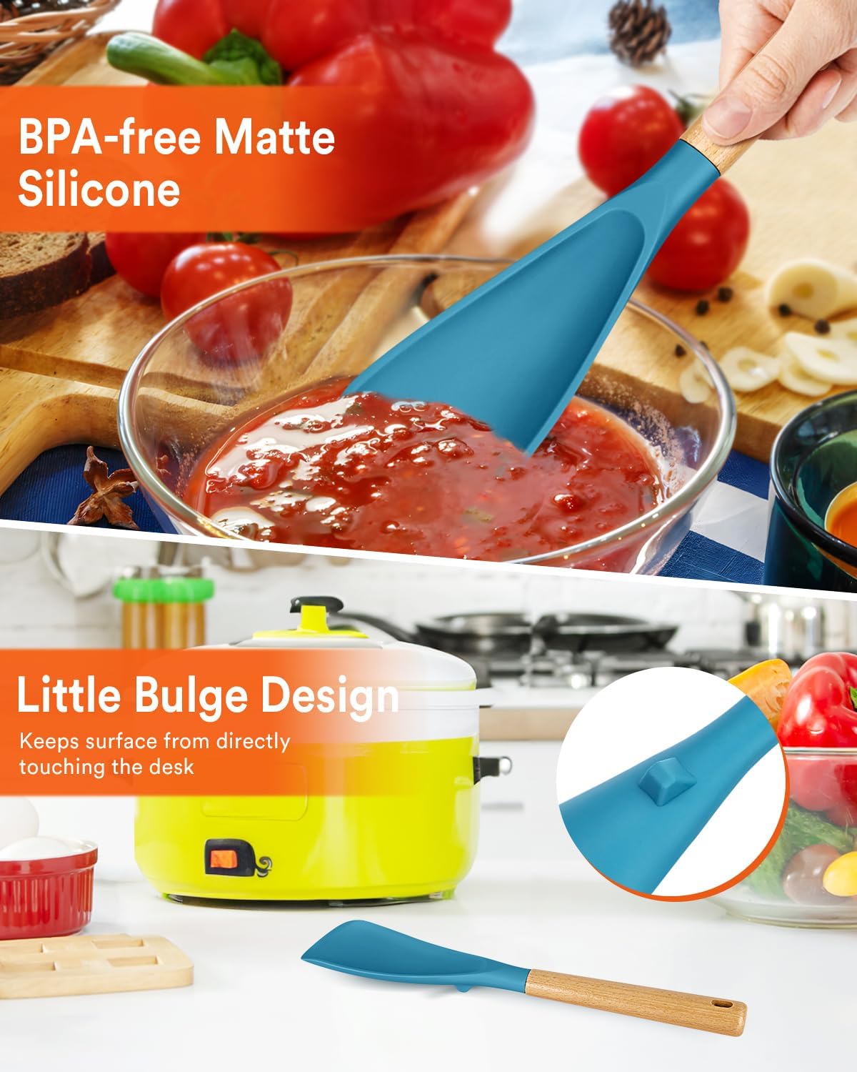 Multifunction Spatula Spoon for Nonstick Cookwares, Great for Cooking and Serving, Sturdy BPA-Free
