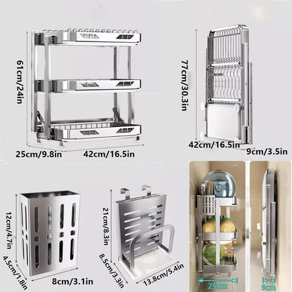 Dish Drying Rack with Drain Board - Rustproof Stainless Steel Dish Rack with Utensil Holder,Dish