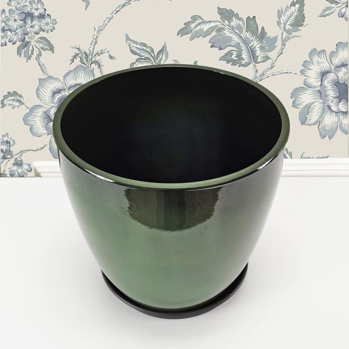 FixtureDisplays® Garden Green Plastic Round 11.8 Inches Diameter 11.8 Inches Tall Planter Resin