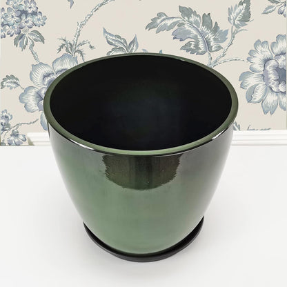 FixtureDisplays® Garden Green Plastic Round 11.8 Inches Diameter 11.8 Inches Tall Planter Resin