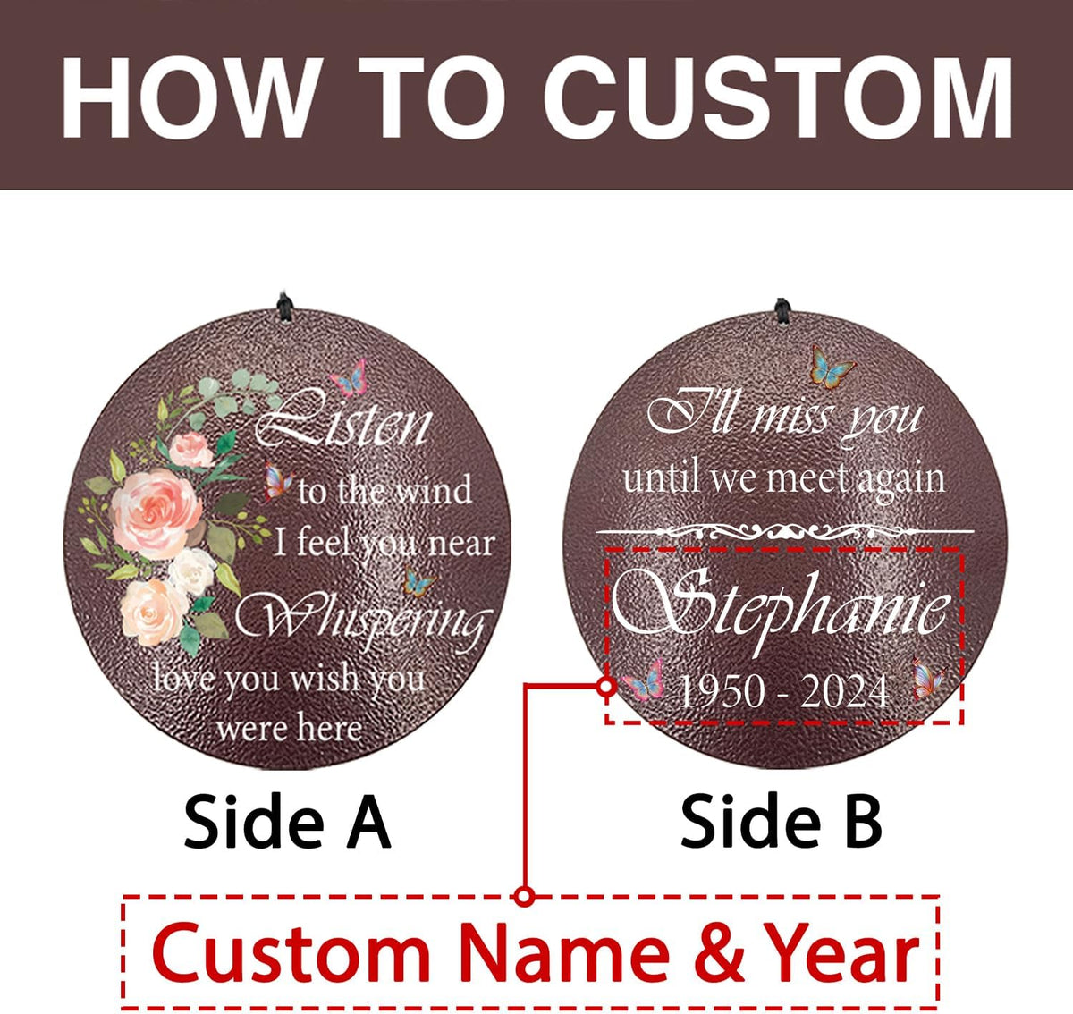ASTARIN 36" Large Deep Tone Personalized Sympathy Wind Chimes, Memorial Wind Chime for Loss of