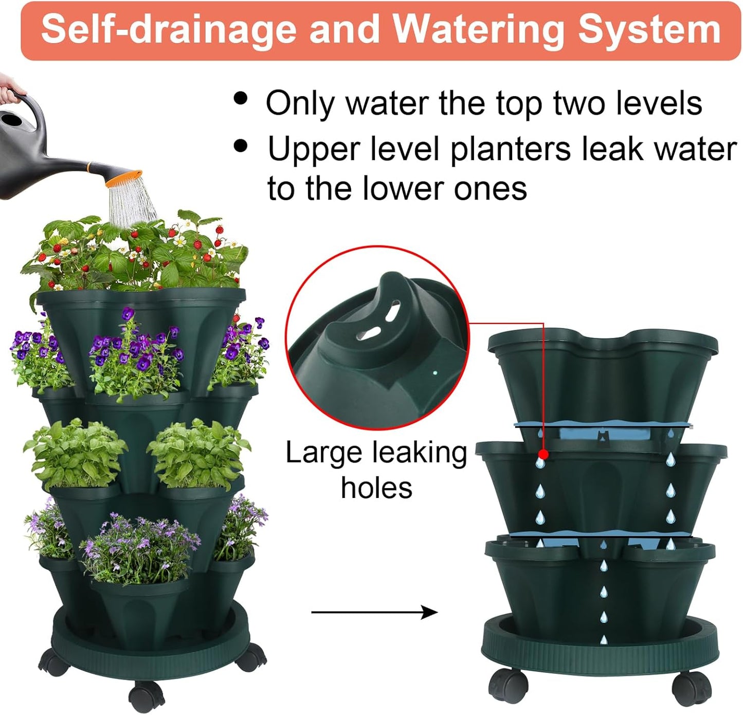 Vertical Planter 4 Tier Stackable Planters Garden Planters Strawberry Herb Flower and Vegetable