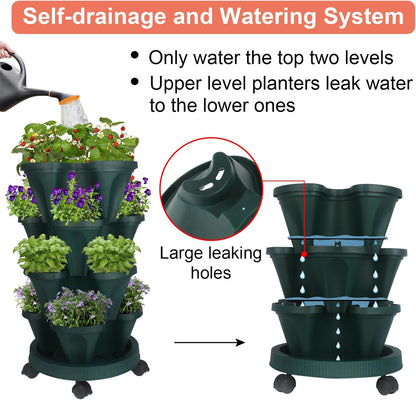 Vertical Planter 4 Tier Stackable Planters Garden Planters Strawberry Herb Flower and Vegetable