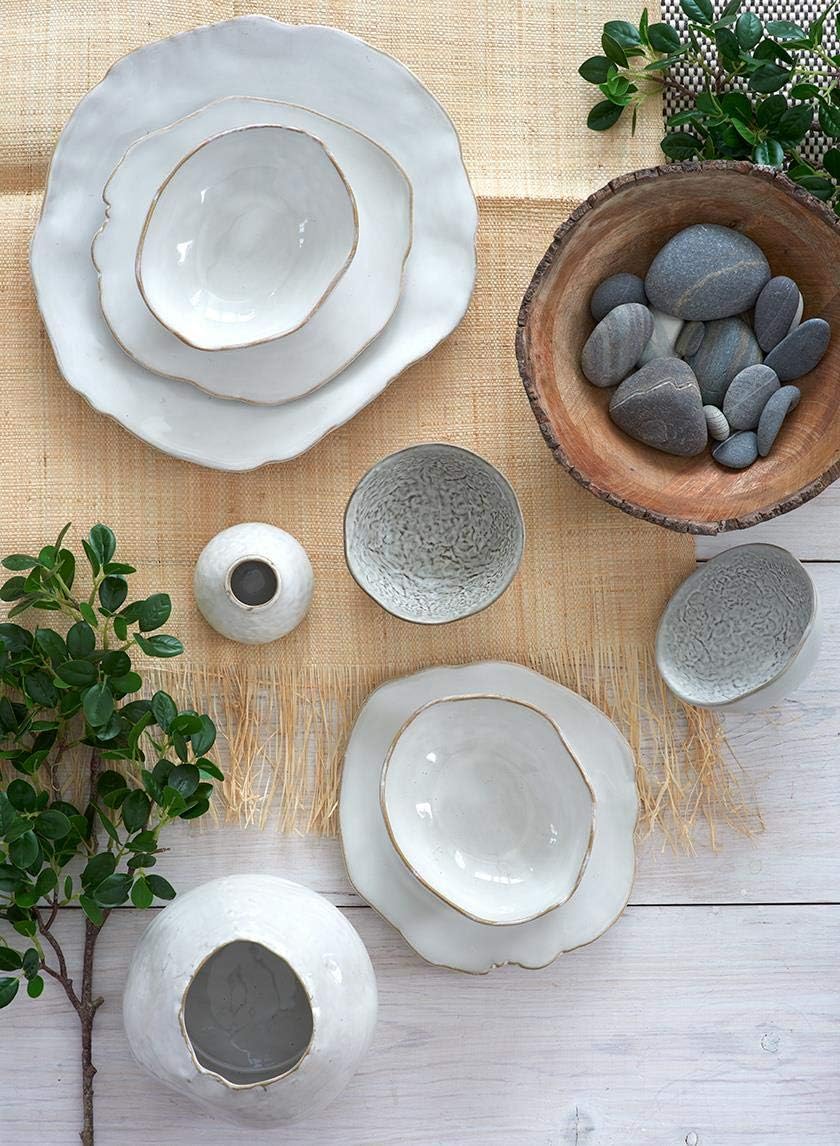 Serene Spaces Living Set of 2 Medium Free-Form Edge Glazed Ceramic Plate- Dinnerware for Vintage