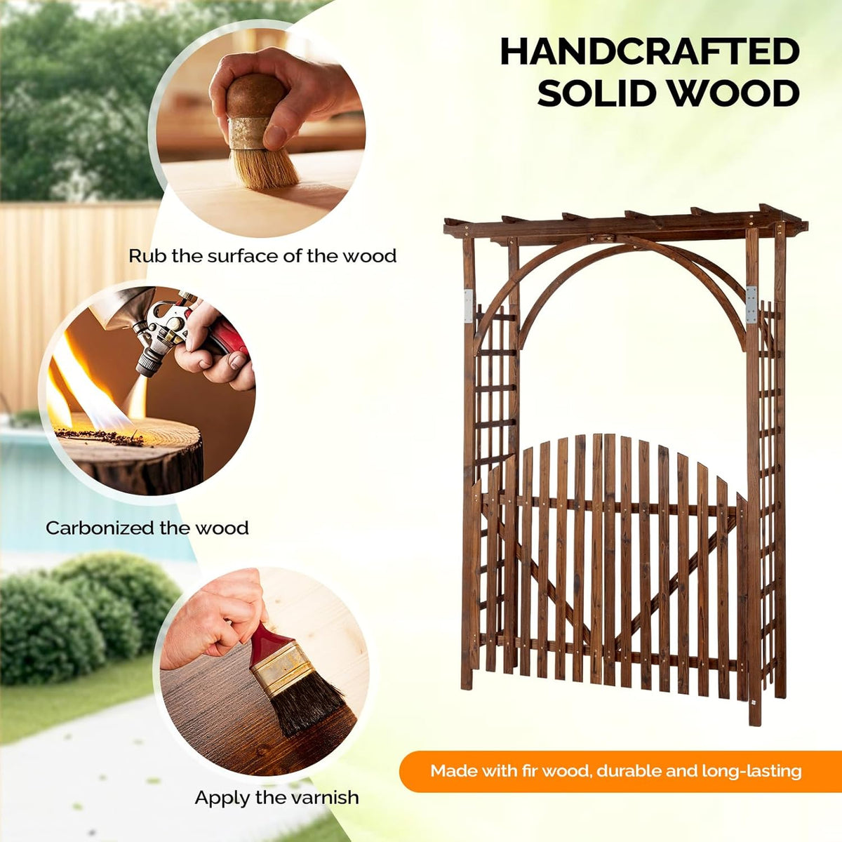 VINGLI 85in Wooden Arbor, Wedding Arch for Ceremony, Wood Trellis for Plant Climbing, Christmas