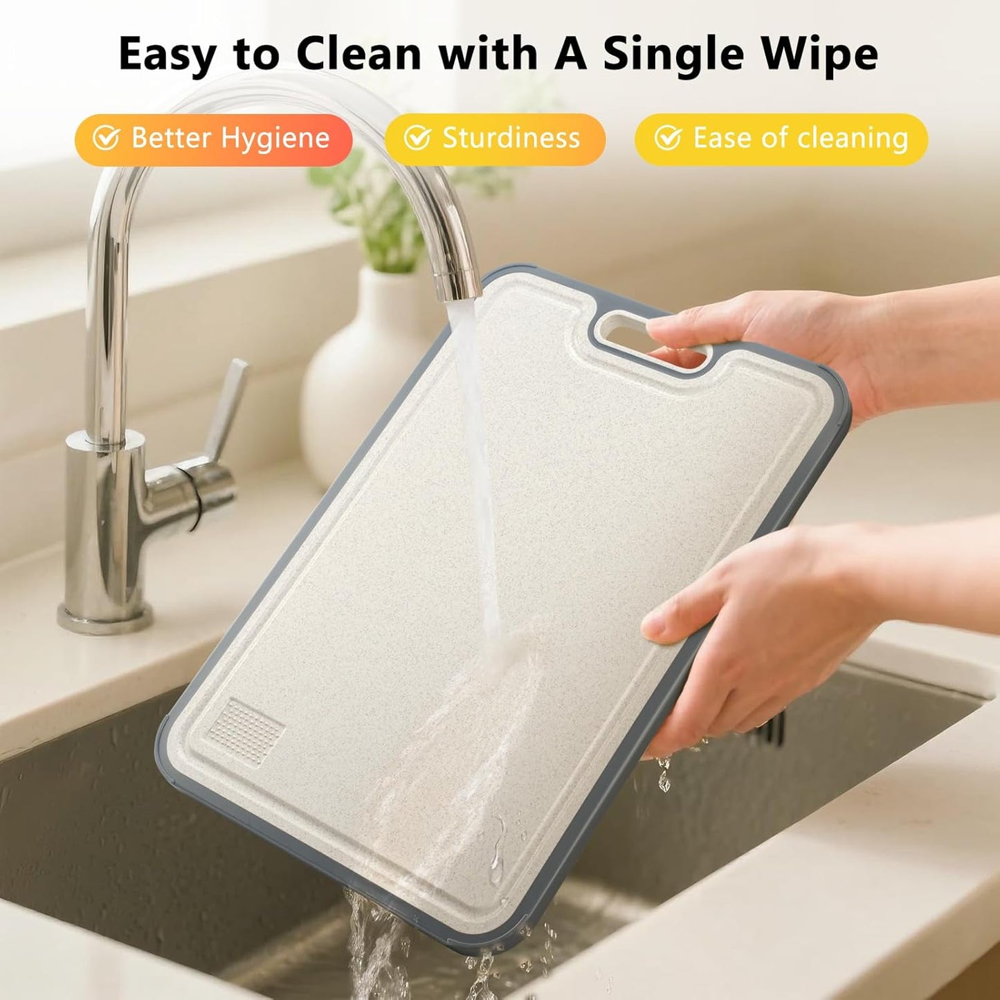 Titanium Cutting Board for Kitchen, Double Sided Cutting Boards for Meal Prep with Pure Titanium