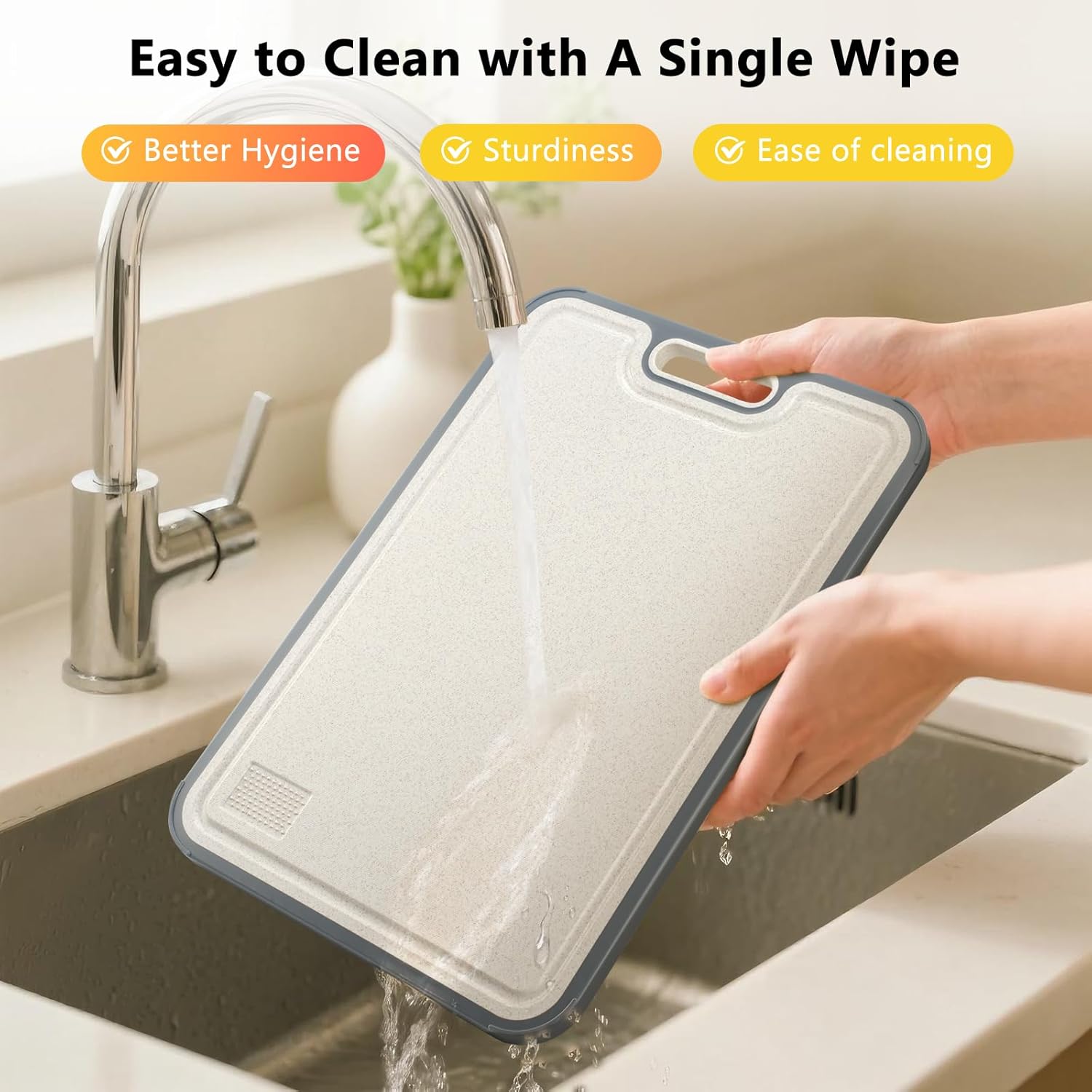 Titanium Cutting Board for Kitchen, Double Sided Cutting Boards for Meal Prep with Pure Titanium