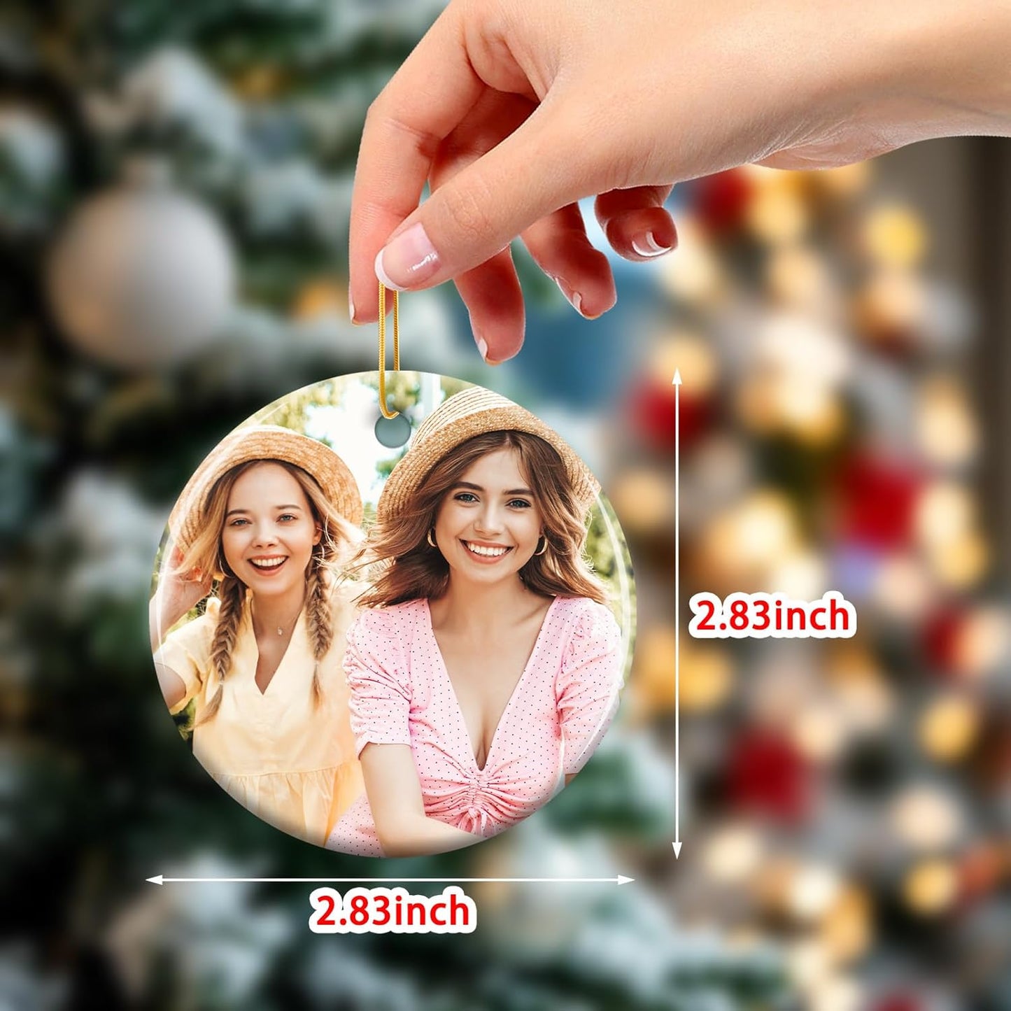 Personalized Christmas Ornaments 2025 - Custom Double-Sided Photo Ceramic Xmas Tree Hanging Decor