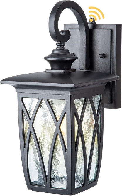 JYZ Dusk to Dawn Outdoor Wall Lantern, Craftsman Style Large Exterior Sconce Light with Water