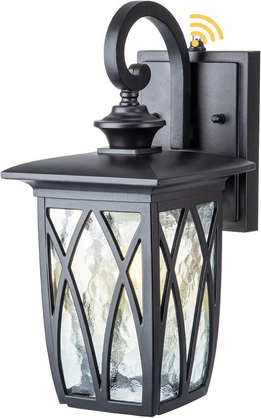 JYZ Dusk to Dawn Outdoor Wall Lantern, Craftsman Style Large Exterior Sconce Light with Water