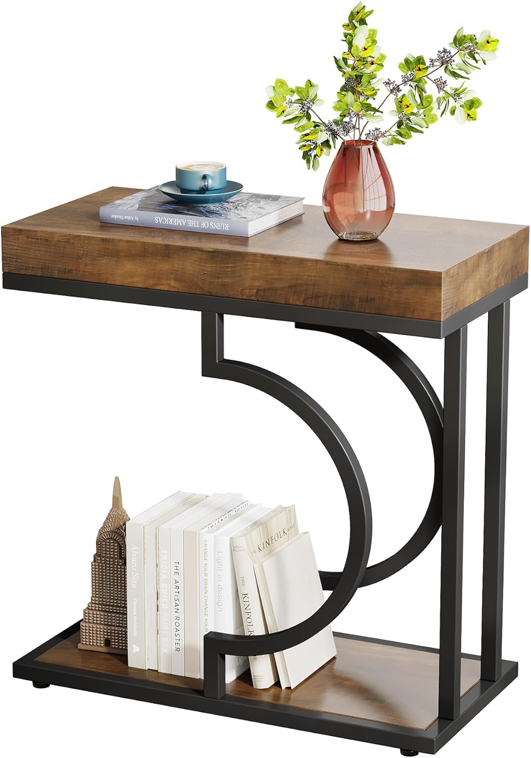 Tribesigns Side Table Set of 2 Narrow C Shaped End Table Modern Bedside Tables for Couch, Small