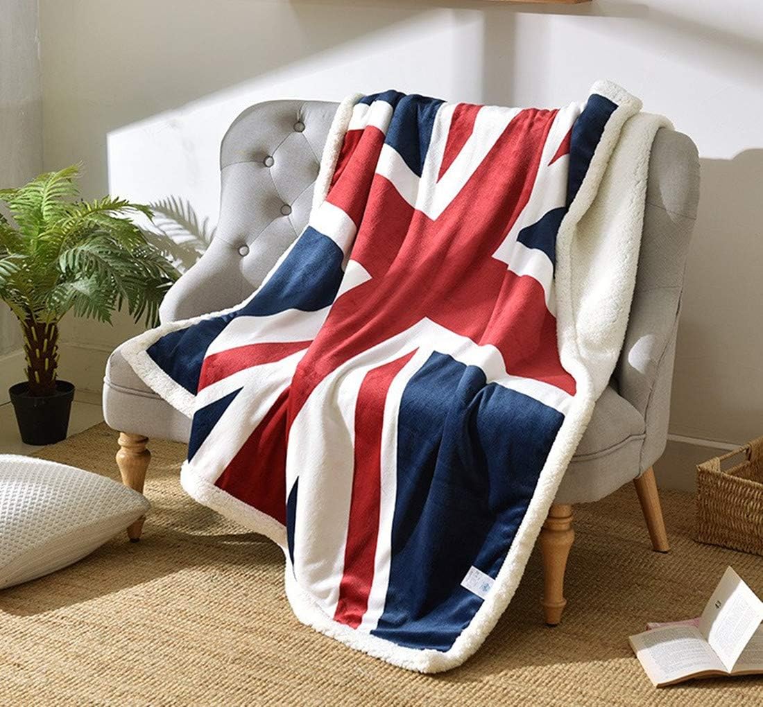 UKELER Flannel Sherpa Throw 60'' x 50'' Union Jack Fleece Blanket Soft Comfy Flannel Blanket Throws