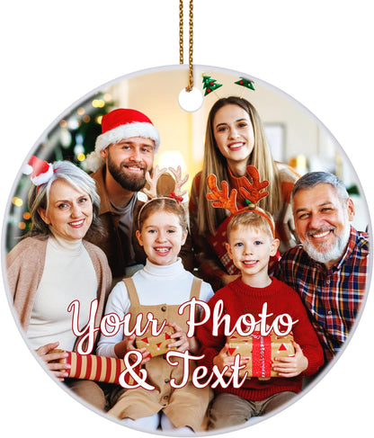 Personalized Christmas Ornaments 2025 Ceramic Custom Picture Text Hanging Ornament Customized