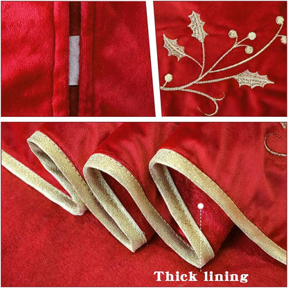 36 Inches Christmas Tree Skirt, Classical Velvet Fur Plush Red Tree Skirt, Xmas Tree Skirts for