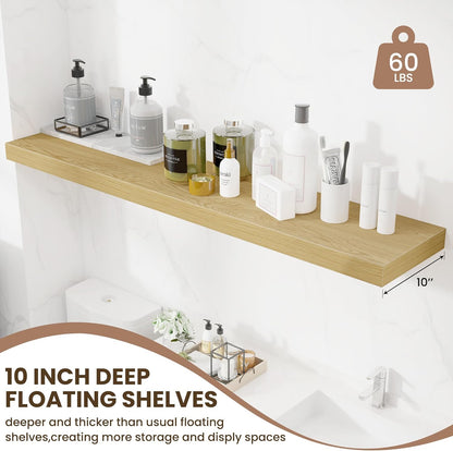 Fun Memories 55 Inch Fireplace Mentel Shelf, 10 Inch Deep Shelves for Display & Wall Storage