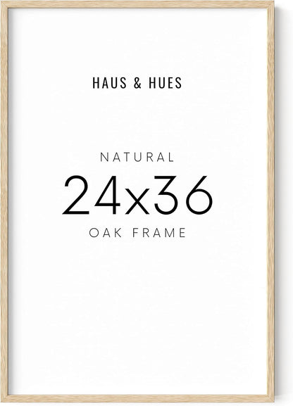 HAUS AND HUES 24''x36'' Beige Oak Wood Frames Set of 1 - 24x36 Natural for Posters, Frame Wood