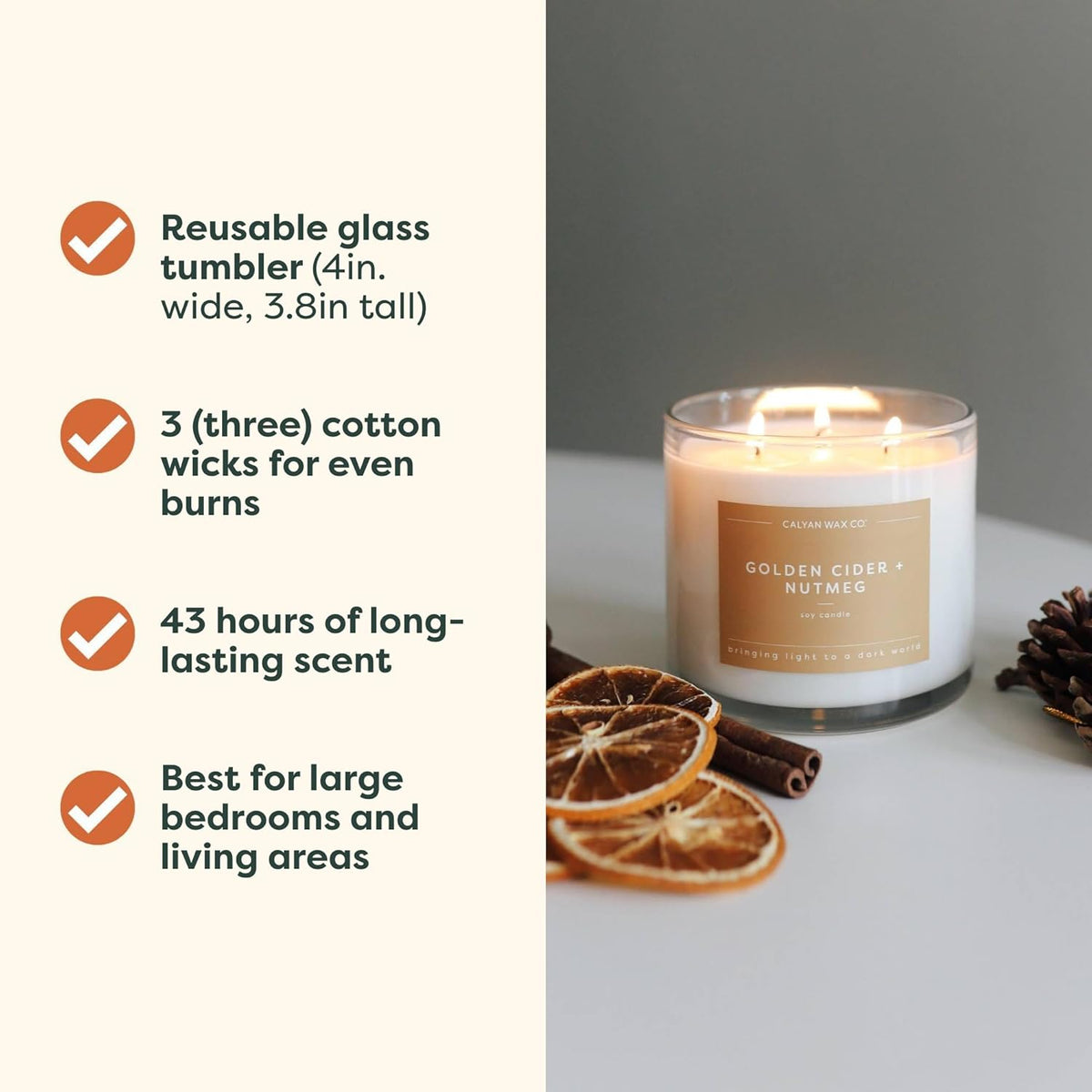 Calyan Wax Co. Holiday Scented Candle Set, Holiday Bundle of 4 Scented Candles, Bulk 3 Wick