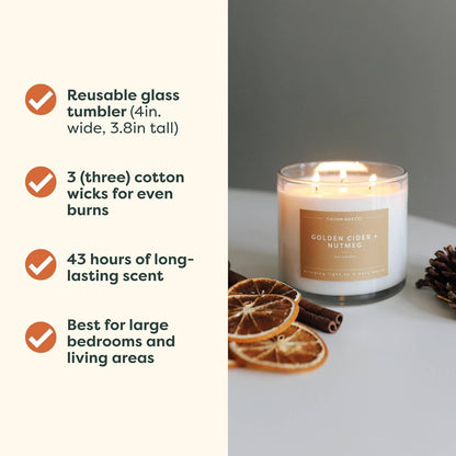 Calyan Wax Co. Holiday Scented Candle Set, Holiday Bundle of 4 Scented Candles, Bulk 3 Wick